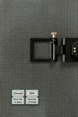 20 mesh SS304 wire mesh reference, 0.3 mm wire and 0.97 mm labeled opening