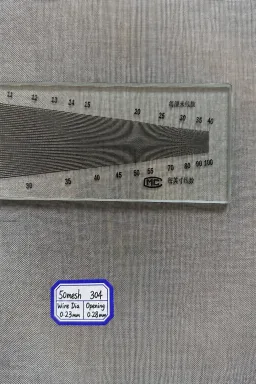 50 mesh SS304 wire mesh reference, 0.23 mm wire and 0.28 mm labeled opening