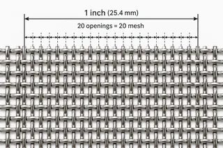 Diagram of twenty openings across one inch of wire mesh