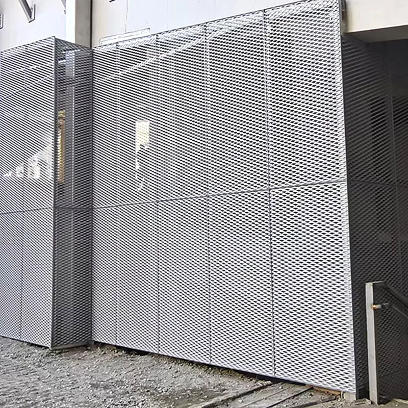 Aluminum expanded metal facade cladding panel for building exteriors