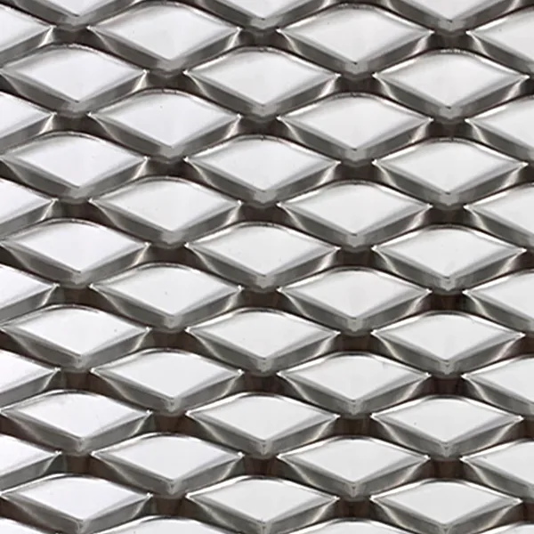 Standard aluminum expanded metal sheet close-up