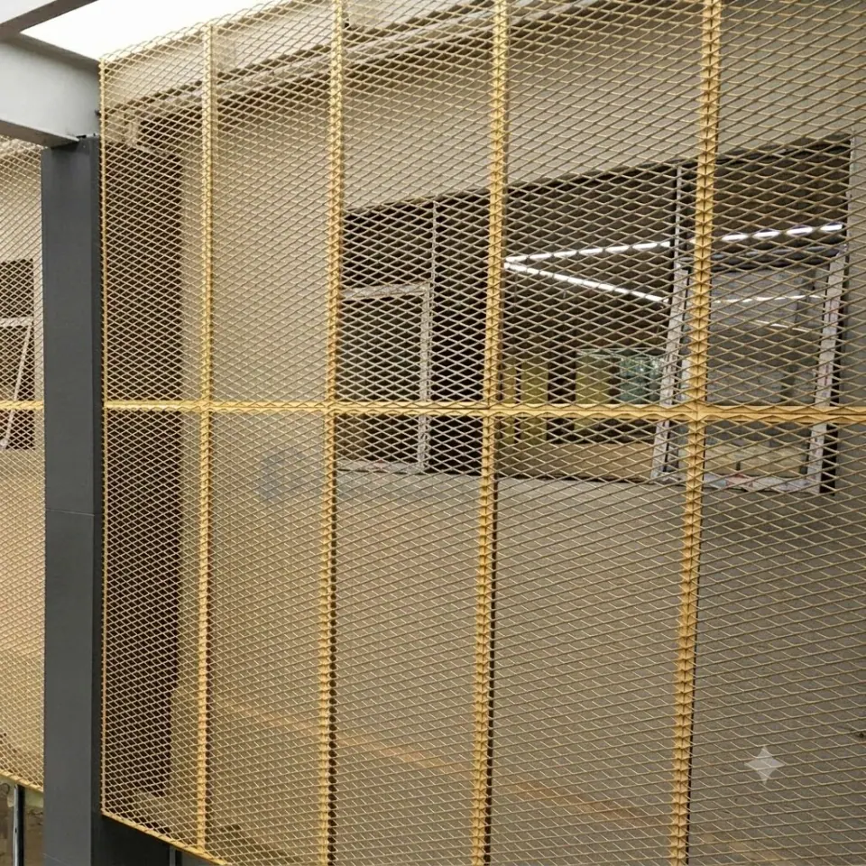 Gold decorative expanded metal architectural screen panels