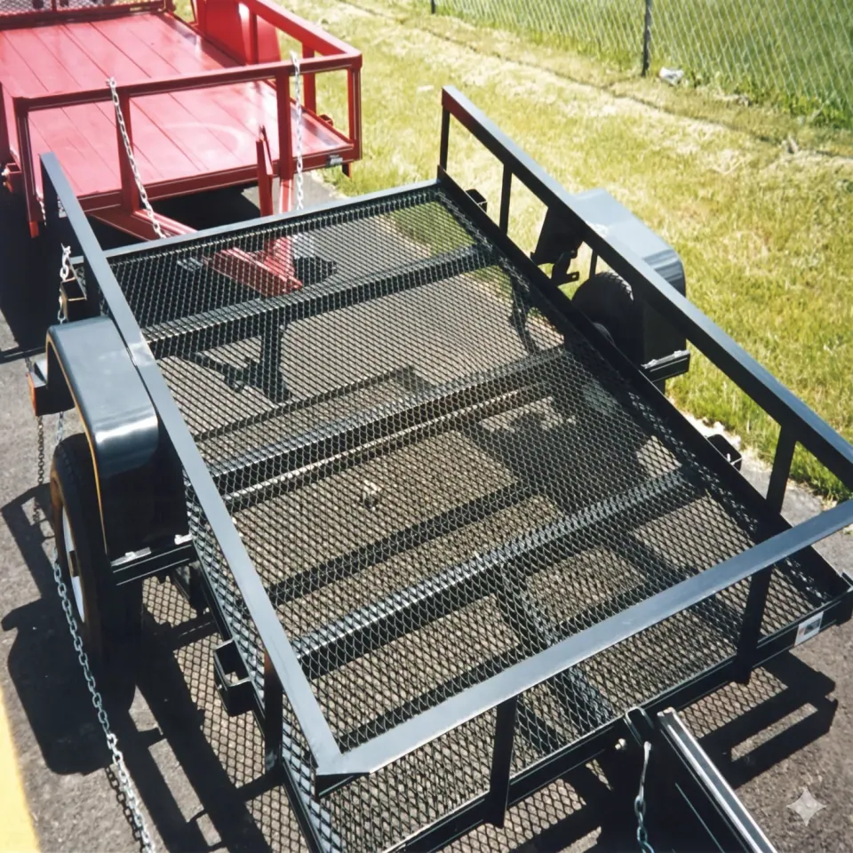 Black expanded metal trailer gate and loading ramp