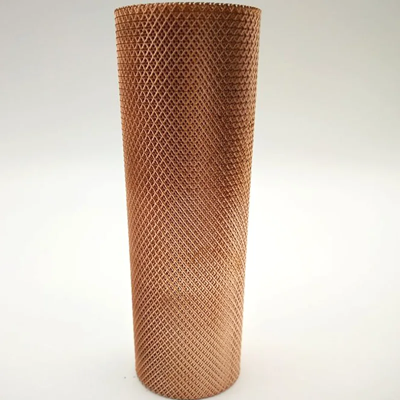 Fine copper expanded metal mesh supplied in roll form
