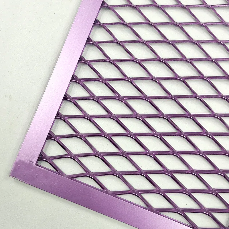 Decorative aluminum expanded metal panel with frame