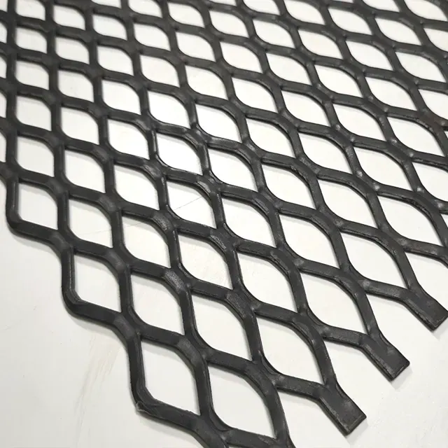 Flattened expanded metal mesh