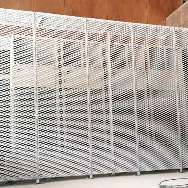 Expanded metal interior partition panels in white finish