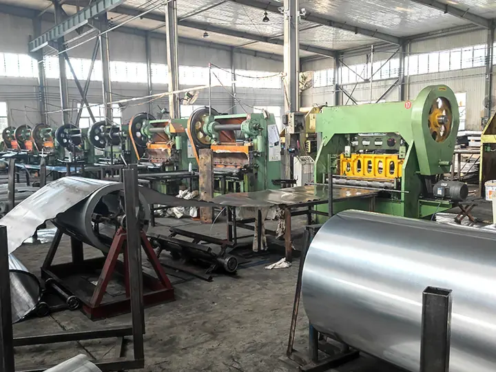 Expanded metal production machinery processing metal coils