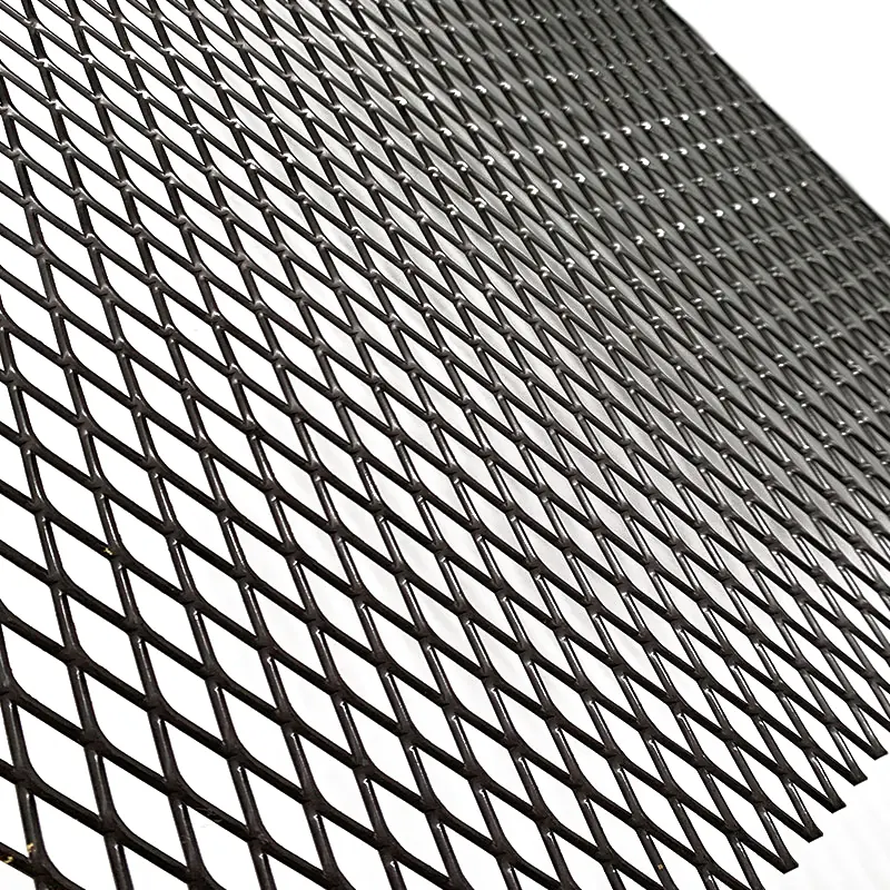 Expanded metal walkway grating panel with dense diamond openings