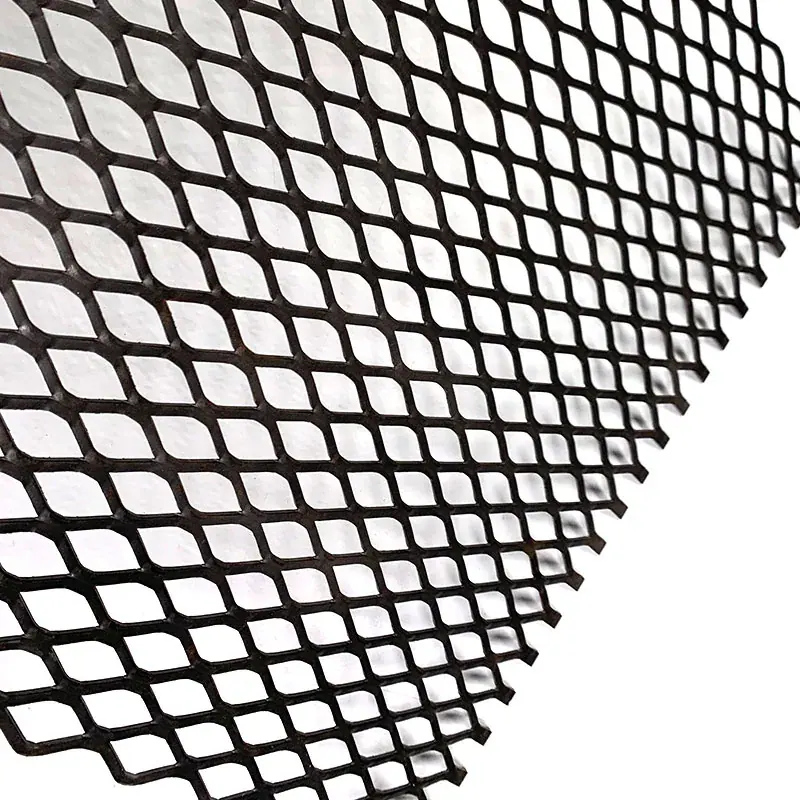 Flattened expanded metal sheet close-up