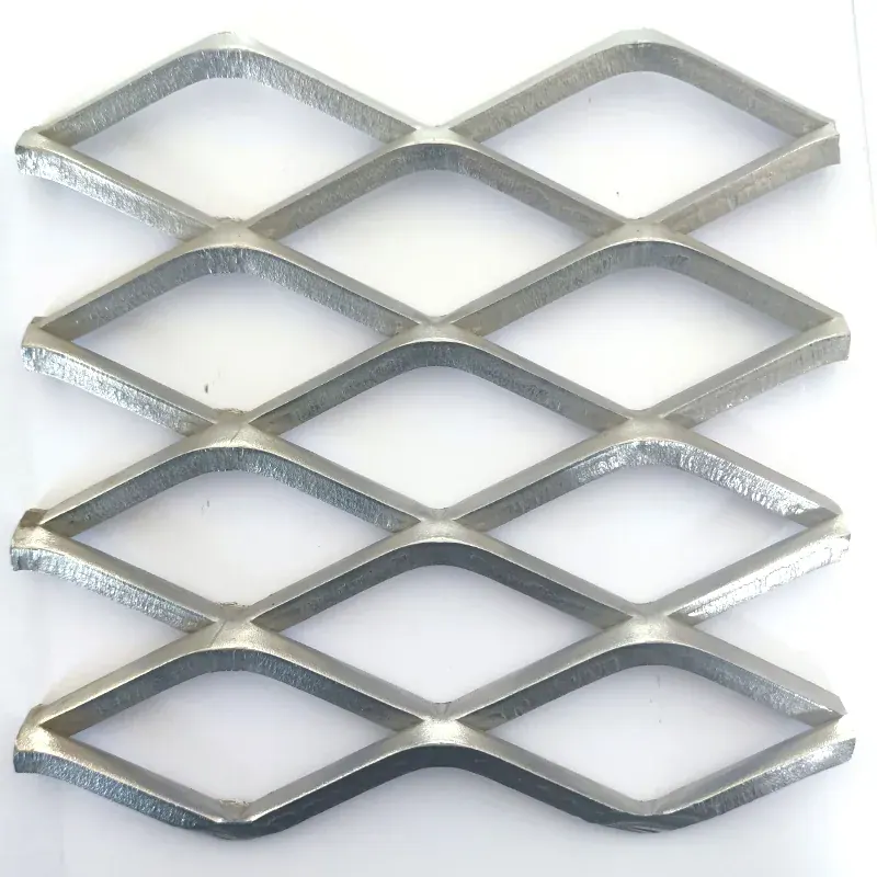Stainless steel expanded metal sheet close-up