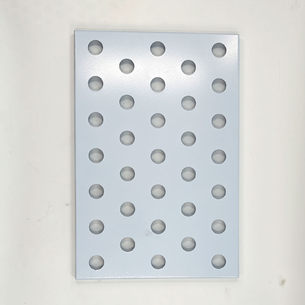 White powder-coated aluminium perforated sheet with round holes for ceiling and wall panels