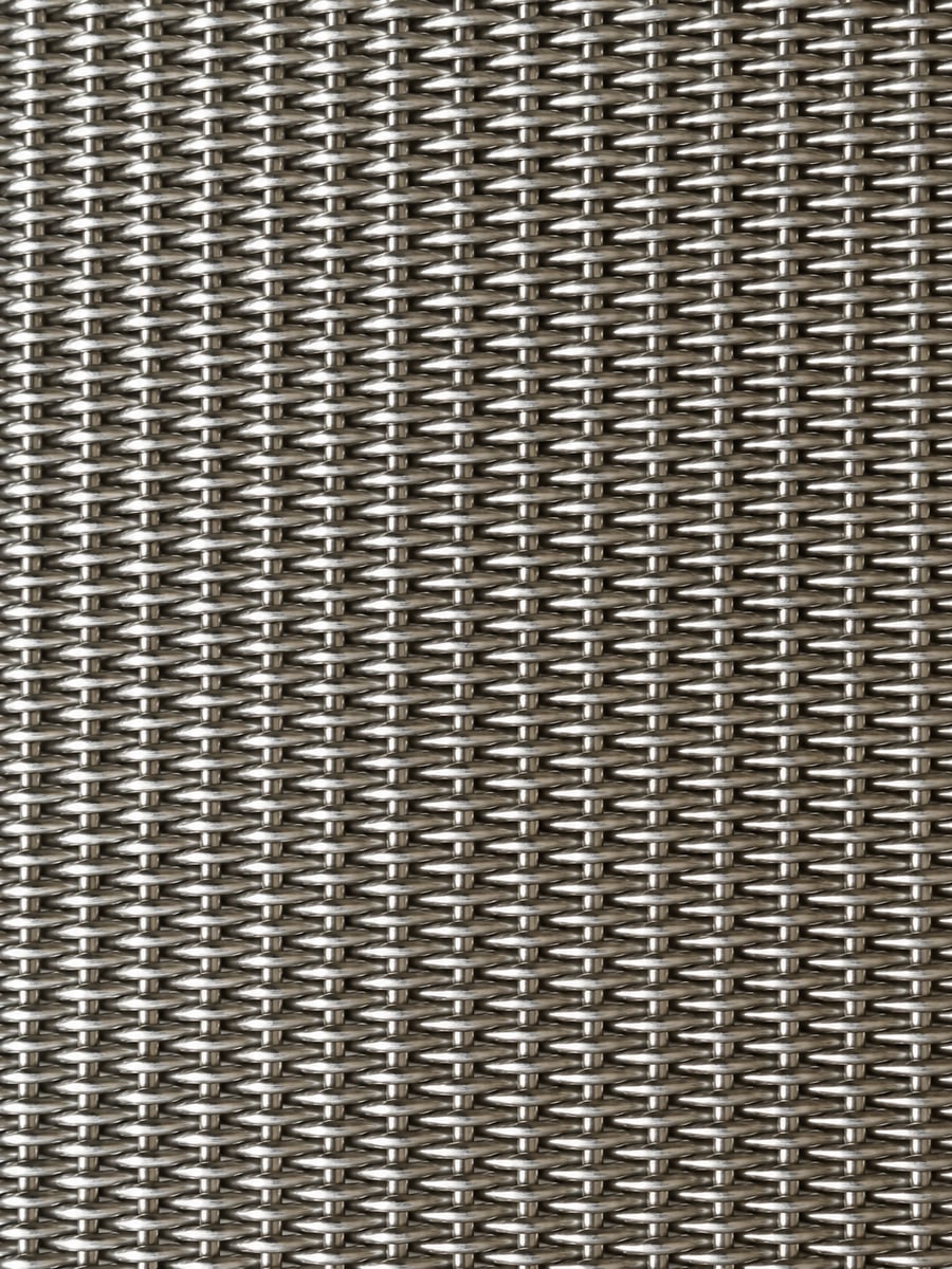 Close-up of stainless steel woven filter cloth showing tightly packed wires and interlaced cross wires