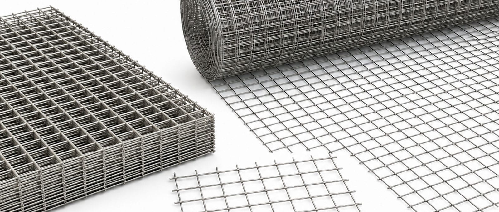 Stainless steel welded wire mesh rolls, stacked panels and cut-to-size sheets
